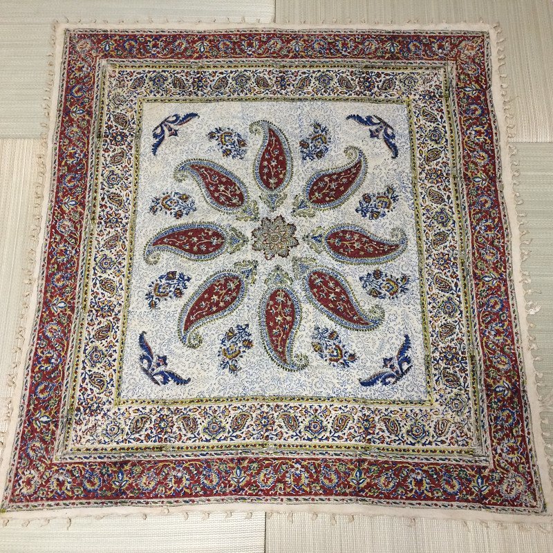 インド更紗 インド綿 アンティーク 古布 古裂 帛紗 生地 約115cm×120cm