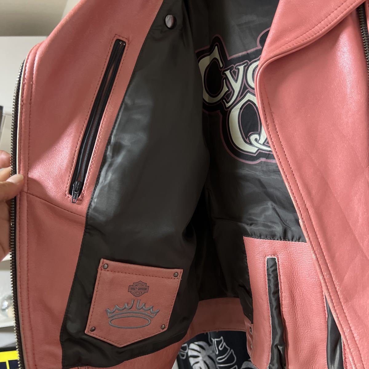 HARLEY-DAVIDSON кожаный жакет розовый Harley Davidson натуральная кожа кожаная куртка женский 