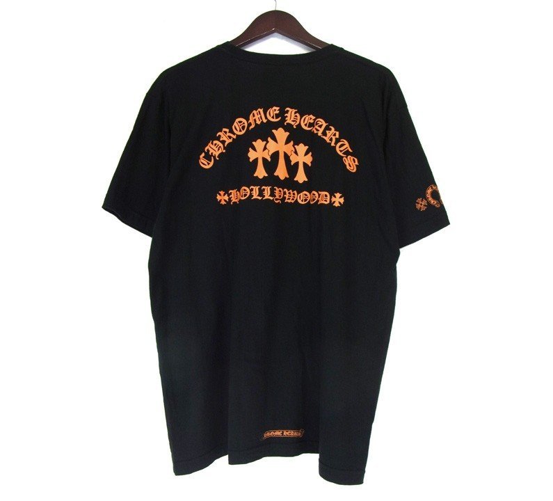 クロムハーツ CHROME HEARTS ■ 【 Orange Cemetery Cross Tee 】 オレンジ セメタリー クロス プリント 半袖 Tシャツ w15493