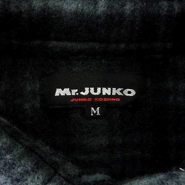 新品 ミスタージュンコ 秋冬 保温 マイクロフリース 長袖 シャツ M 灰黒 【104414_H】 Mr.JUNKO チェック メンズ 軽量 ソフトタッチ_画像9