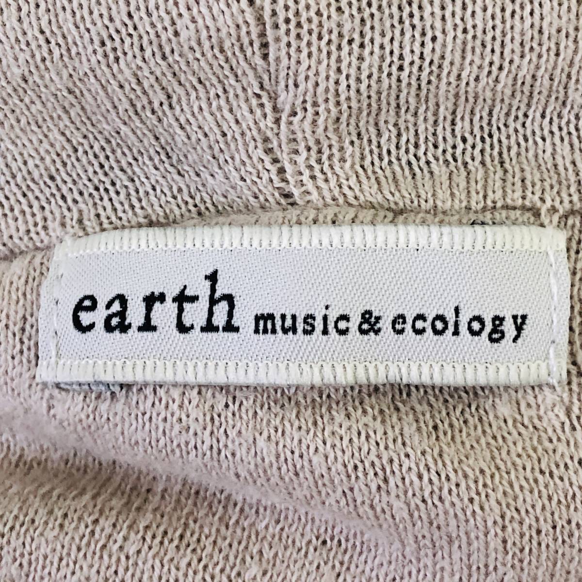 k1259 美品 earth music&ecology アース ニット セーター ポンチョ型 アウター フード 綿混 ベージュ 万能 シンプルデイリーカジュアル _画像8