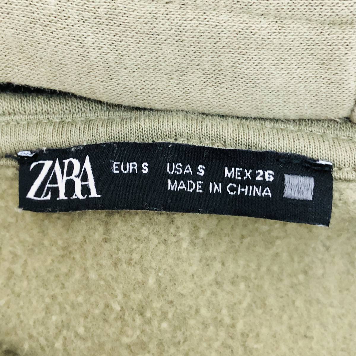 k1470 ZARA ザラ パーカー プルオーバー 長袖 裏起毛 フード 秋 冬 S モスグリーン 無地 レディース 普段着 シンプルデイリーカジュアル _画像9