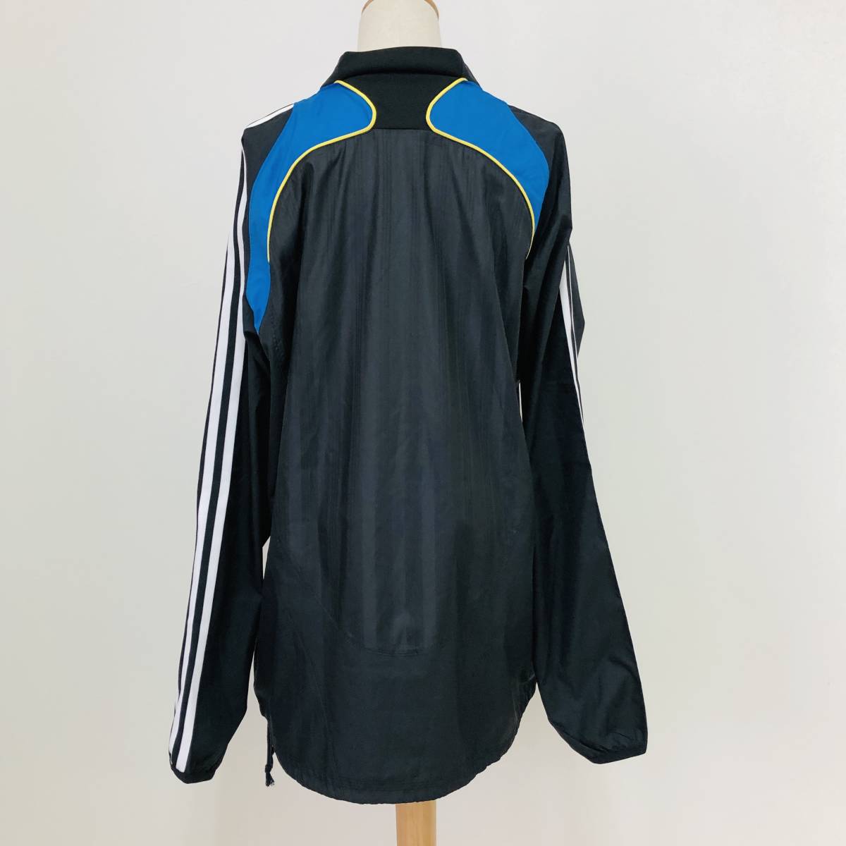 k1494 美品 adidas アディダス clima365 ウィンドプルオーバー 大きいサイズ サイズ0 黒 青 ストライプ メンズ スポーティチックスタイル _画像3