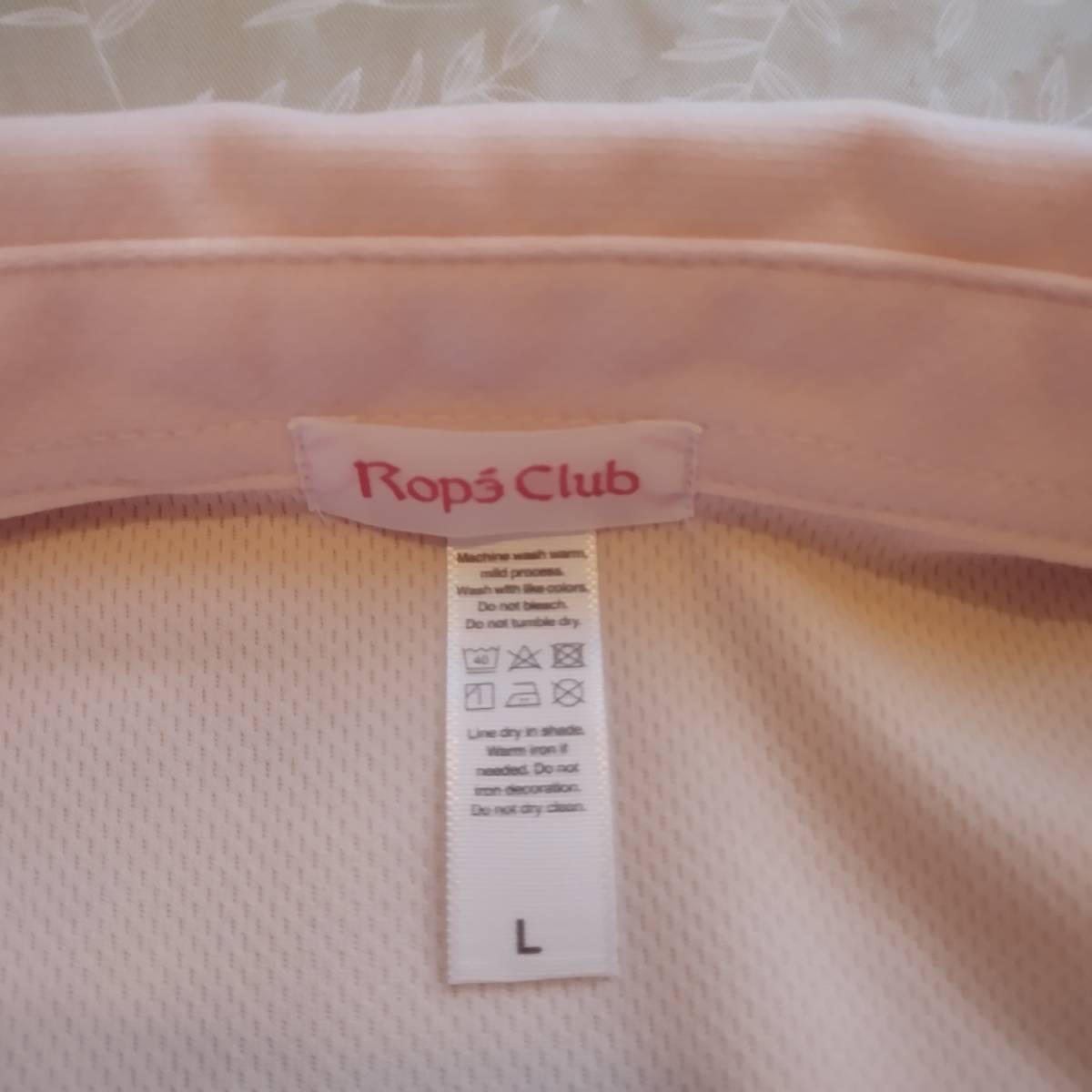 美品！　ロペクラブ　RopeClub　半袖シャツ　サイズＬ　ボタンダウン　やや光沢 うすいピンク　ややストレッチ　ドライ速乾生地薄手_画像10