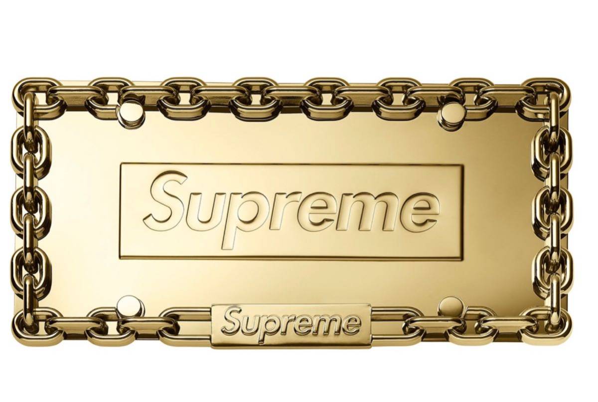 18AW week7 新品 シュプリーム チェーンライセンスプレートフレーム ゴールド Chain License Plate Frame Gold_画像1