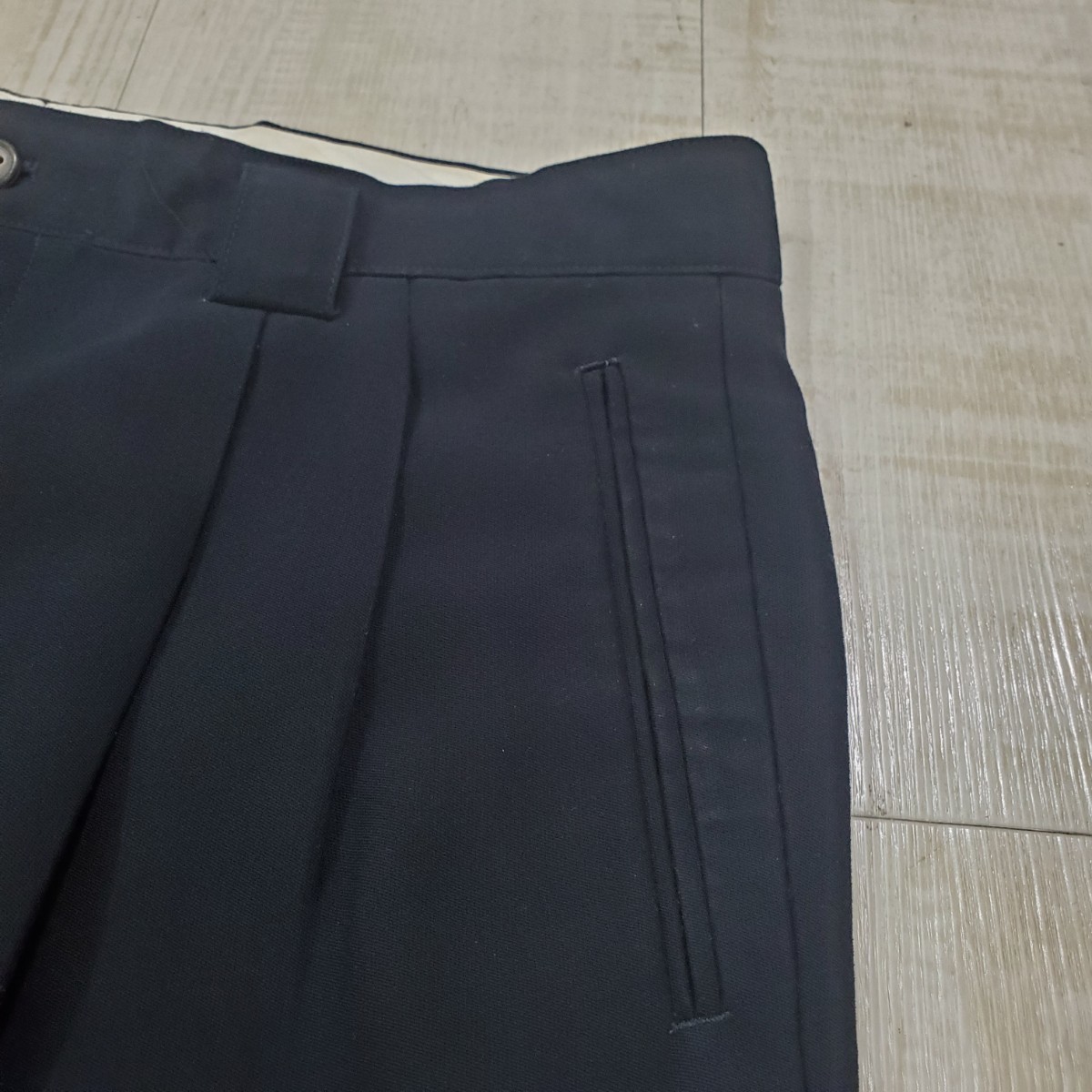 オールド Sergio Tacchini セルジオ タッキーニ ポリエステル タック テーパード スラックス パンツ タックパンツ pants ネイビー_画像5