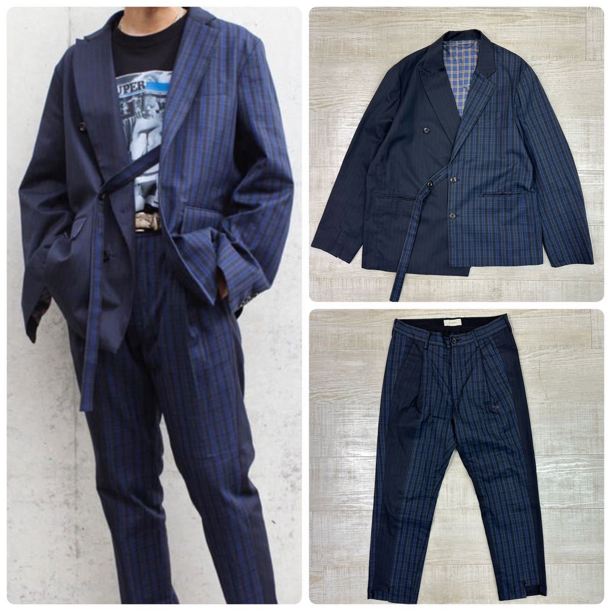 19aw 2019 Jieda ジエダ SWITCHING TAILORED JACKET スイッチング テーラード ジャケット 2 SWITCHING TUCK SLACKS スラックス 1 セット_画像1