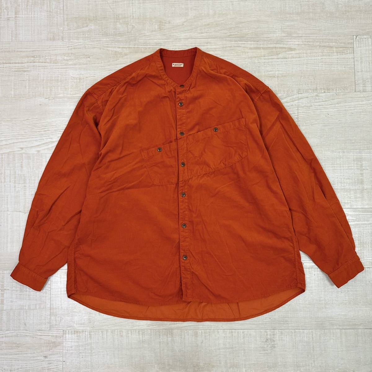 21aw 2021 KAPITAL キャピタル Corduroy Band Color Nestle Shirt コーデュロイ バンドカラー シャツ オーバーサイズ サイズ 3 ( L )_画像2