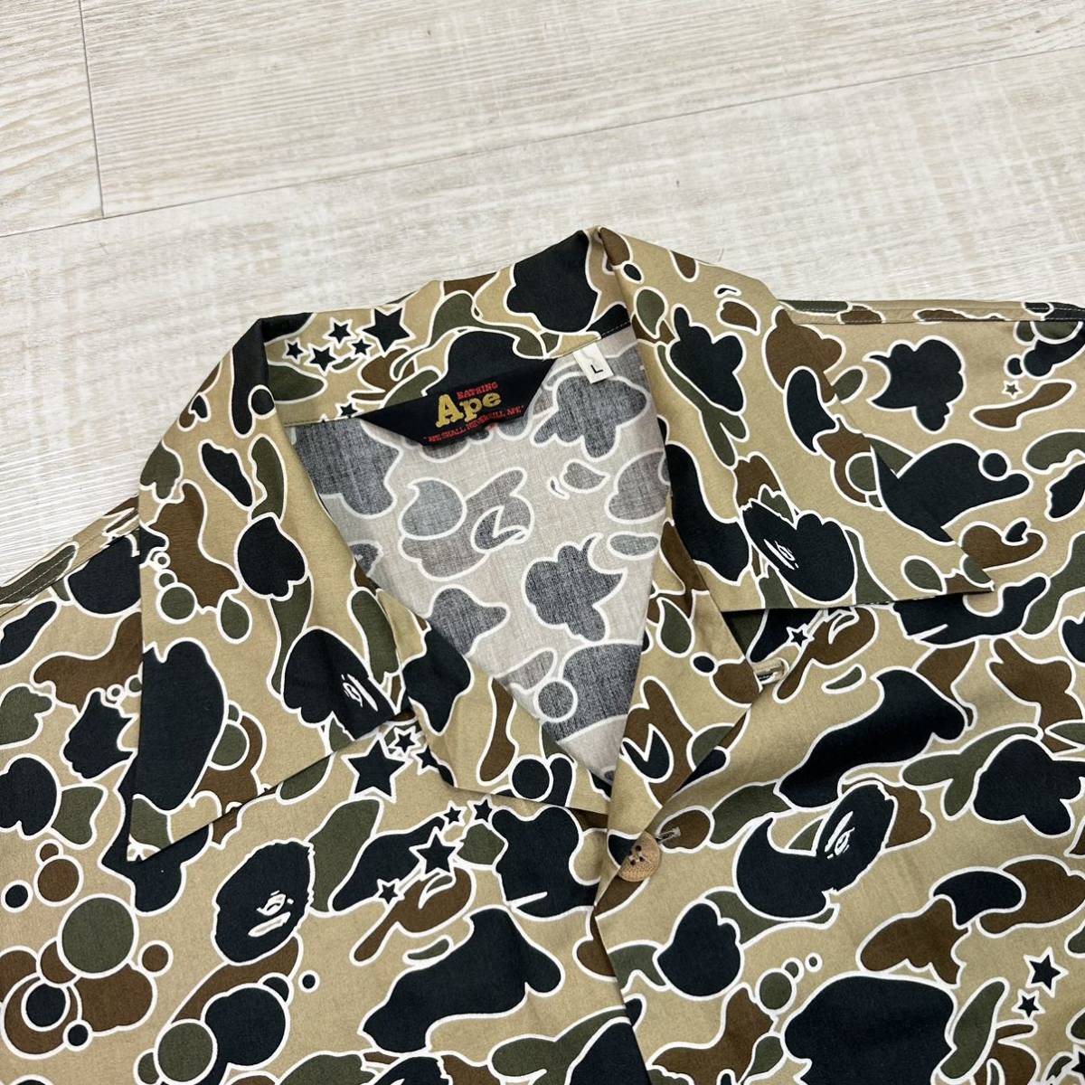 00s Vintage A BATHING APE ヴィンテージ ア ベイシング エイプ APE CAMO エイプ カモ オープンカラー シャツ ARCHIVE アーカイブ size L_画像3