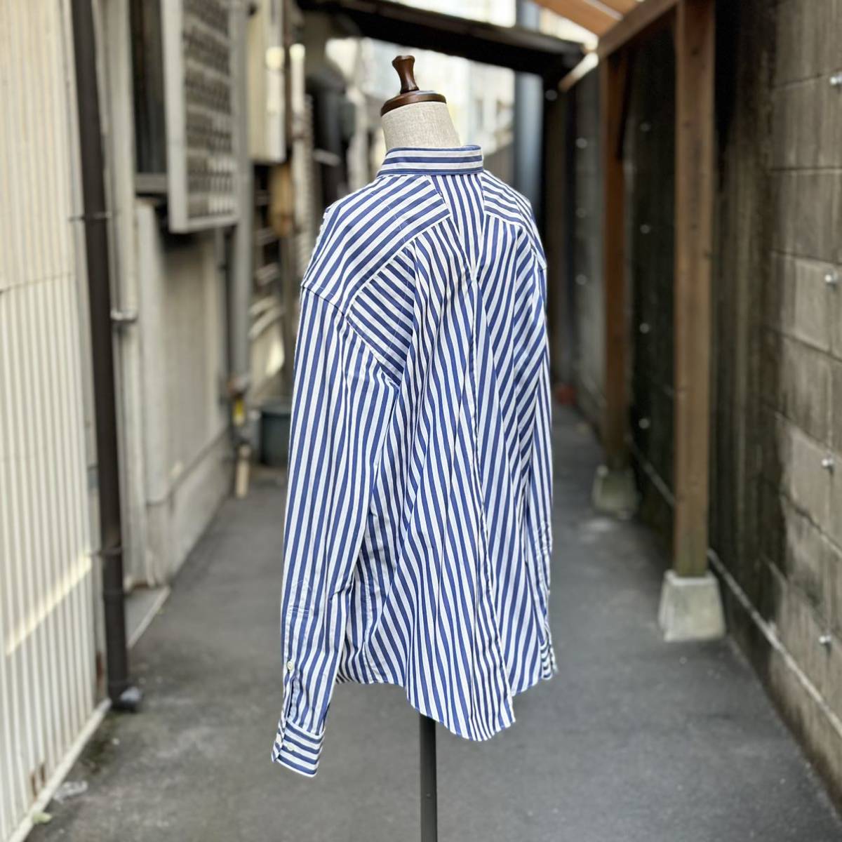 18aw 2018 新品 JUNYA WATANABE COMME des GARCONS ジュンヤワタナベ コム デ ギャルソン ストライプ 変形 シャツ SHIRT サイズ M_画像2