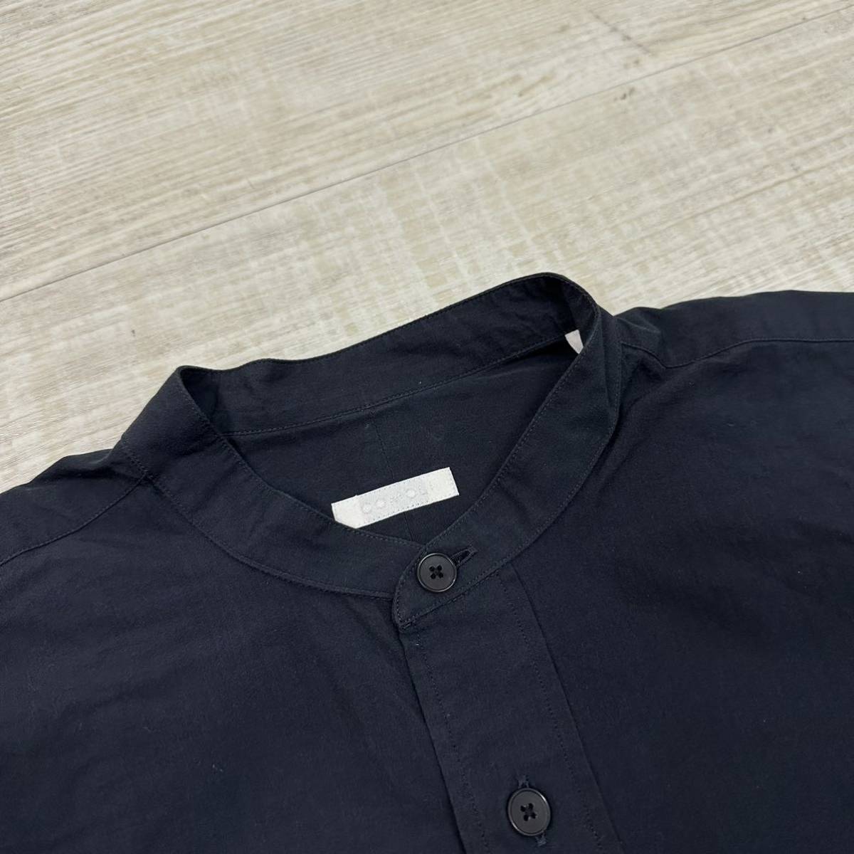 19aw 2019 定番 COMOLI コモリ バンドカラー シャツ バンドカラーシャツ BAND COLLAR SHIRT NAVY ネイビー 系 サイズ 0_画像3