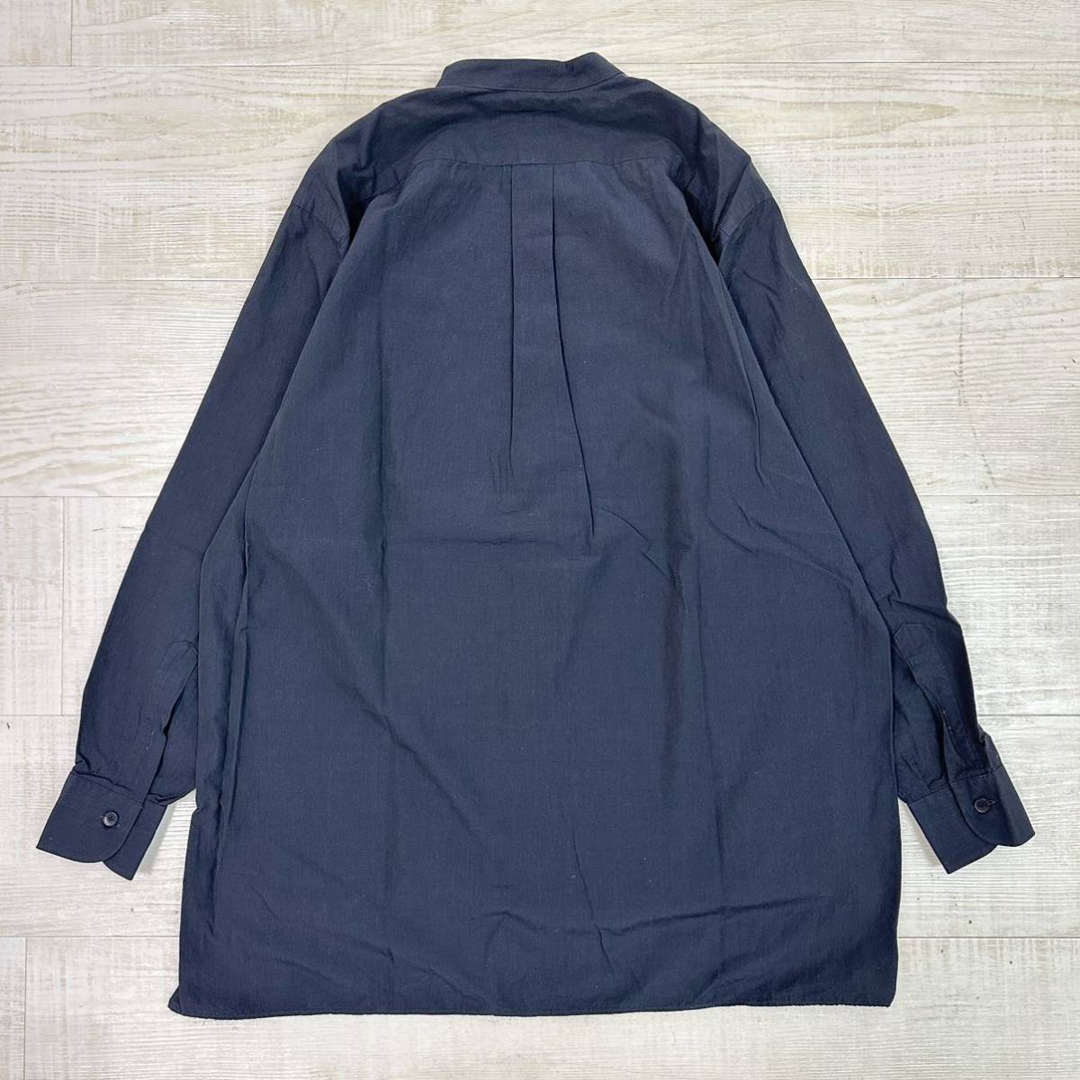 19aw 2019 定番 COMOLI コモリ バンドカラー シャツ バンドカラーシャツ BAND COLLAR SHIRT NAVY ネイビー 系 サイズ 0_画像2