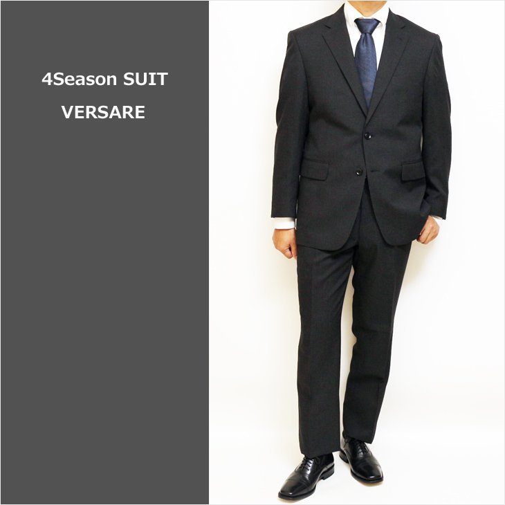 超特価 メンズ 新品 濃灰グレー杢 グレンチェック織柄 2つボタン ビジネス スーツ やや細め型 レギュラーモデル AB6