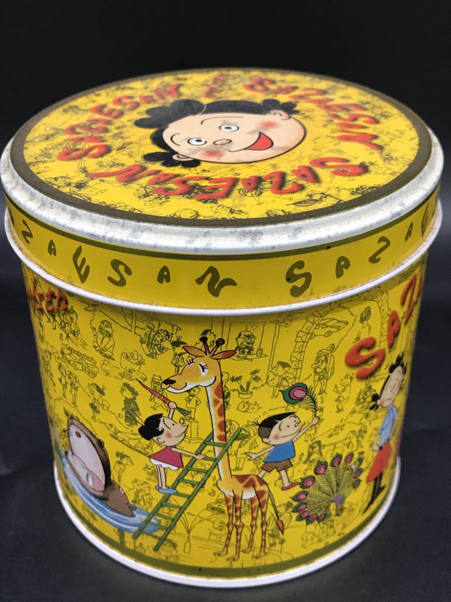 1030-17* Sazae-san retro empty can confection can case . earth production Hasegawa block .