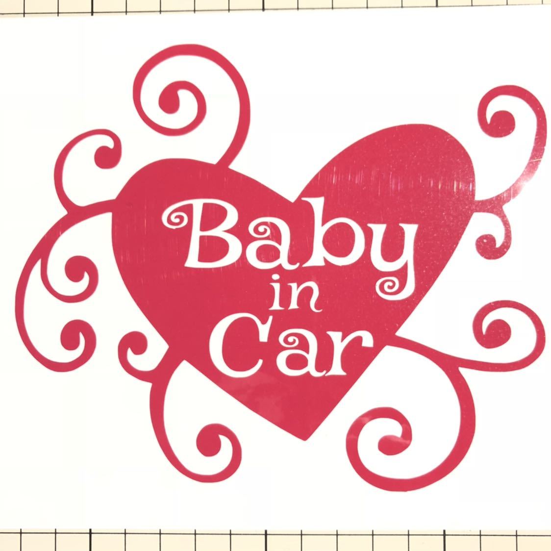 ステッカー Baby in Car ハート ピンク_画像1