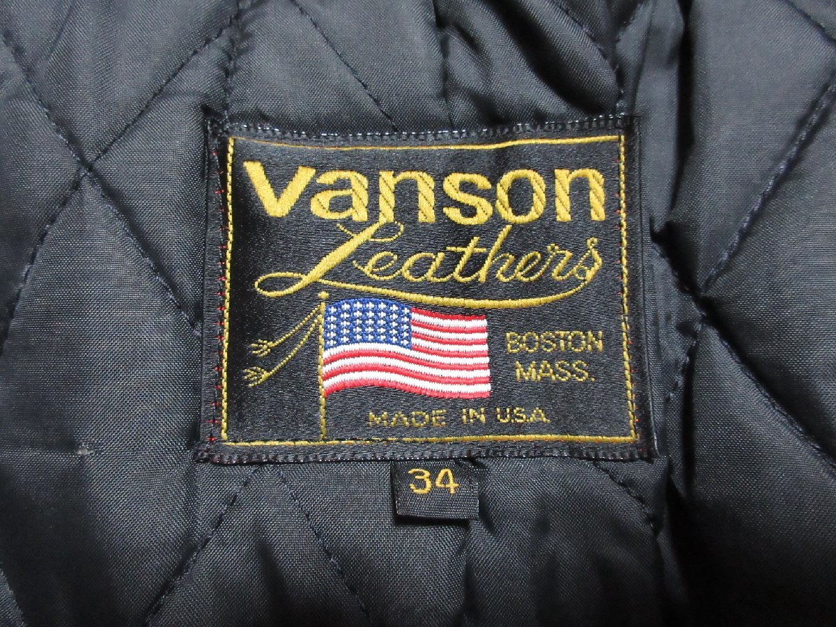 美品 VANSON MODEL C2 バンソン ダブル ライダース ジャケット/34/ブラック/USA/アメリカ/米国製_画像3