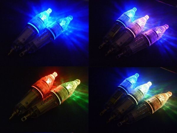 58 単三・7色点滅・集魚ライト　夜釣りタチウオ、大サバ、イカ・アジ充電可能で経済的なライト　レインボーライト　3本セット_様々なパターンで多色点灯
