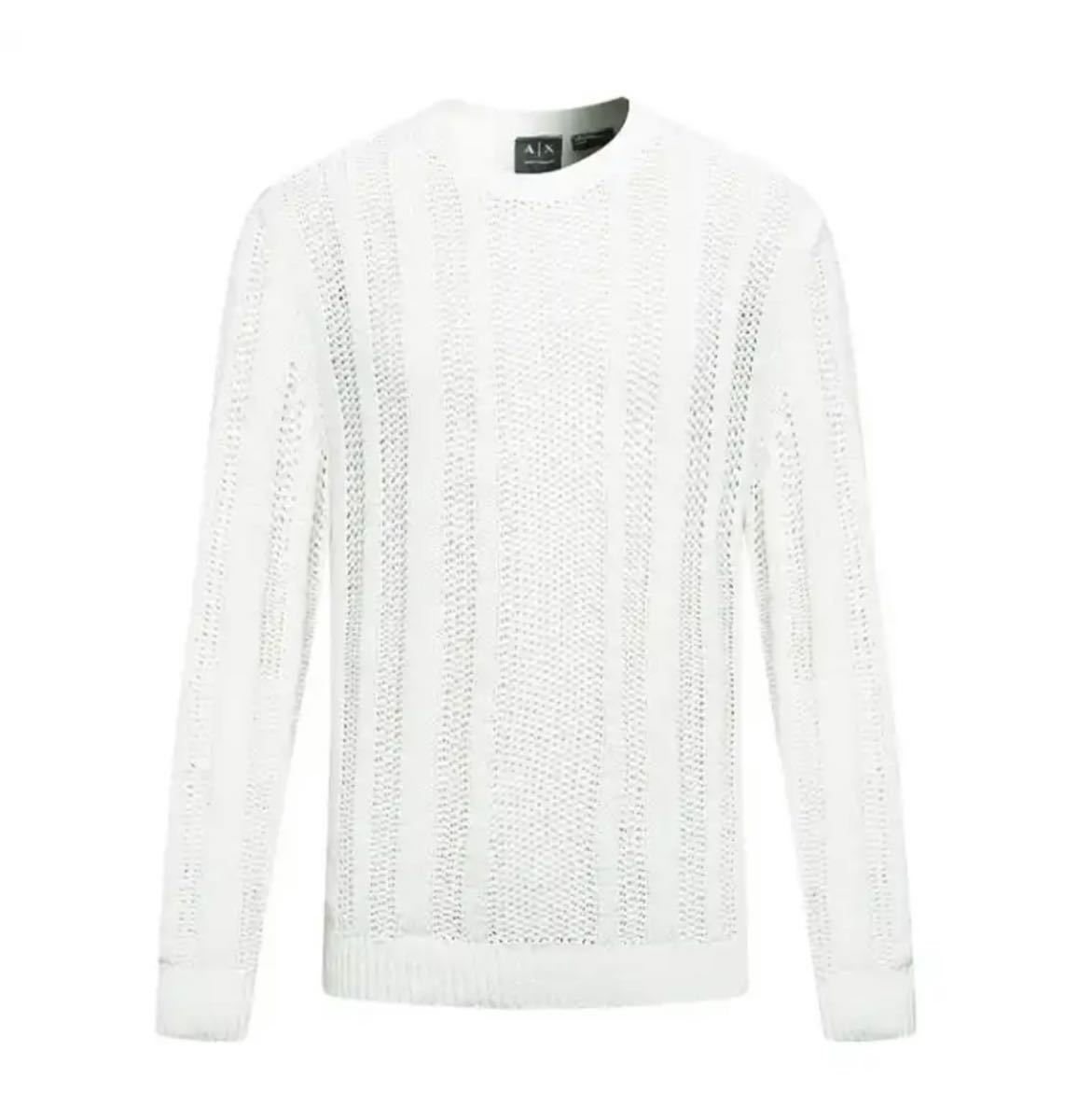 『ARMANI』 / アルマーニ 白 ホワイト ニット セーター ワンポイント シンプル ロゴ XSサイズ 新品未使用品