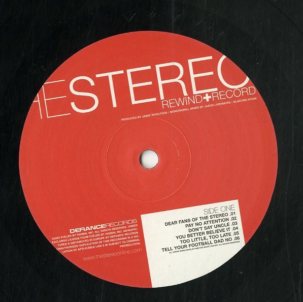 A00569629/LP/ザ・ステレオ (THE STEREO・ANIMAL CHIN・ジェイミー・ウルフォード)「Rewind + Record (2002年・XXXIV・インディーロック)_画像3