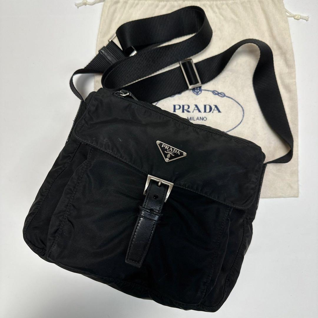 が大特価！ 135【美品】プラダ PRADA 三角ロゴ ナイロン レザー