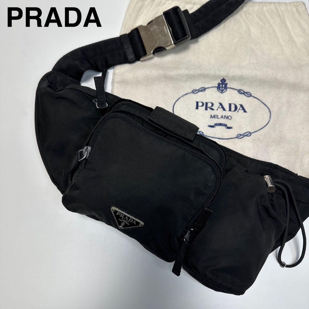 極美品プラダ PRADA 三角ロゴ ナイロン ブラック 黒 ウエスト