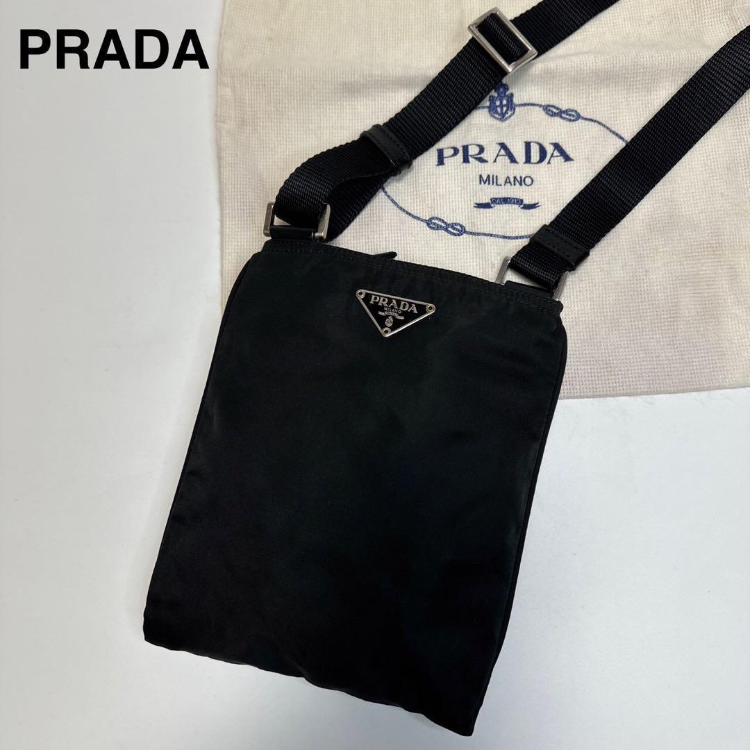 柔らかい 190【極美品】プラダ PRADA 三角ロゴプレート ブラック 黒