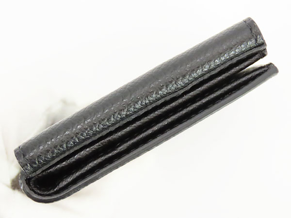 未使用 プラダ バイカラー Wホック カードケース パスケース 二つ折り財布 コンパクト財布 ブラック グレー レザー 2MO006の画像4