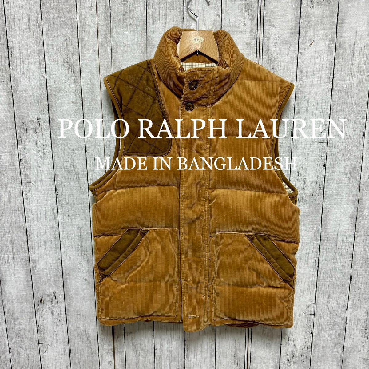 POLO RALPH LAUREN 牛革使いコーデュロイダウンベスト！