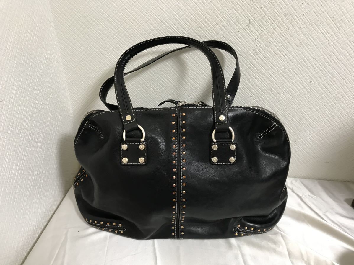  genuine article Michael Kors MICHAELKORS original leather studs Boston bag business tote bag handbag travel travel men's lady's black black 