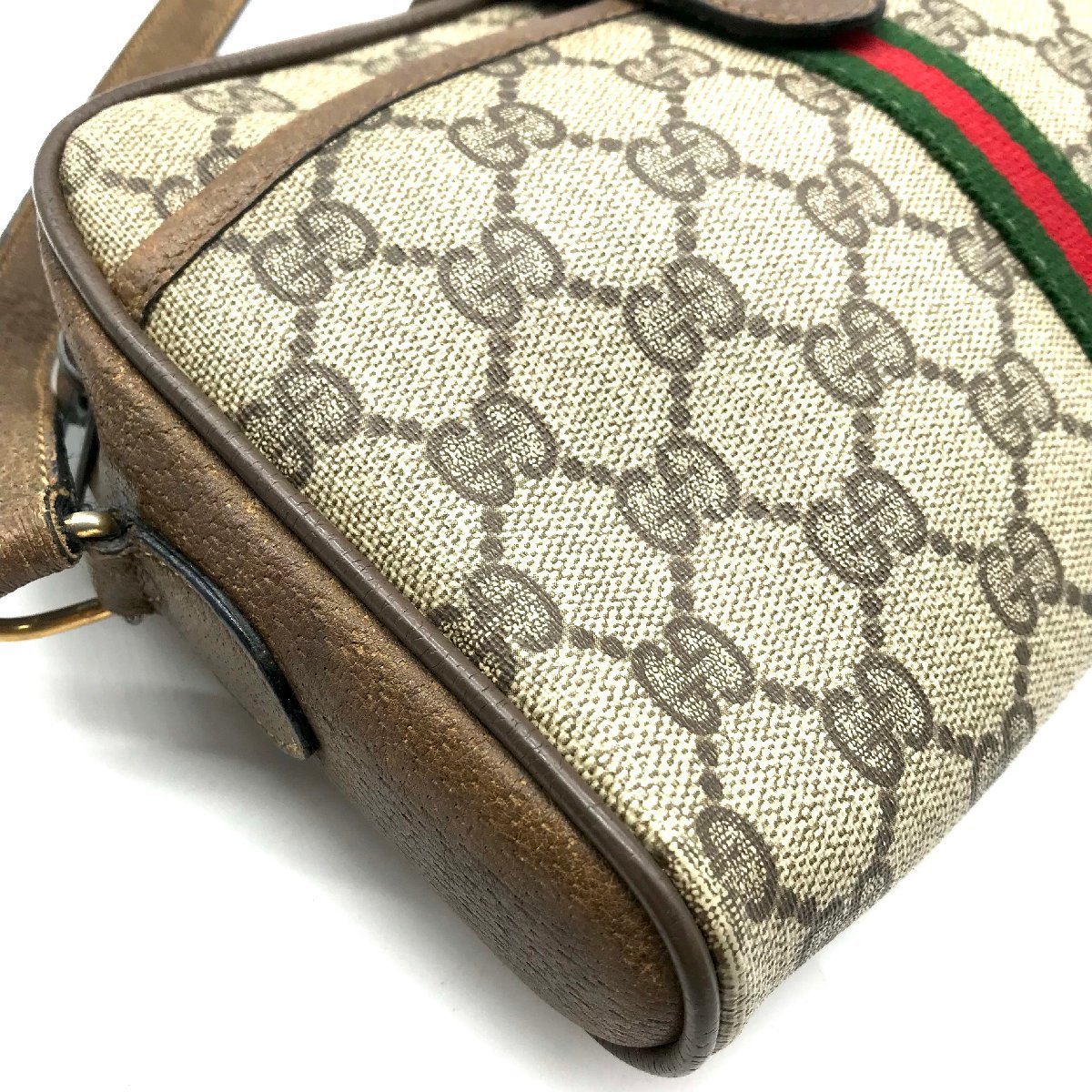 1円 GUCCI グッチ GGスプリーム シュリーライン ヴィンテージ ショルダー バッグ A749_画像4