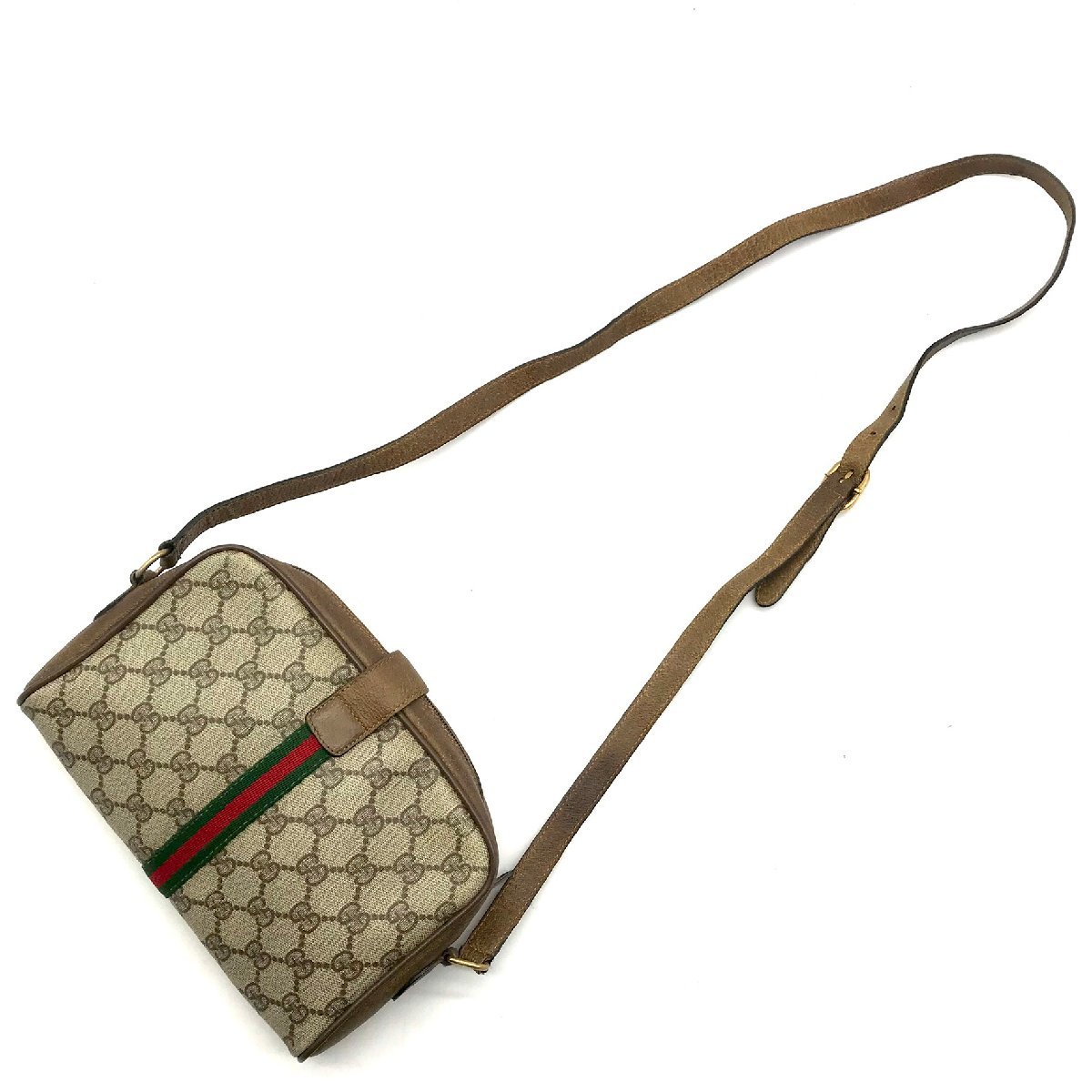 1円 GUCCI グッチ GGスプリーム シュリーライン ヴィンテージ ショルダー バッグ A749_画像2