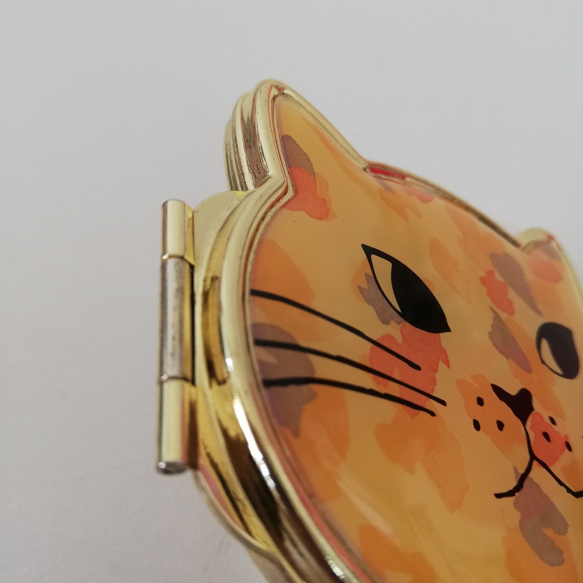 FLOWERING flower ring compact mirror cat type both sides mirror hand-mirror 8cm [ cat .. goods ]
