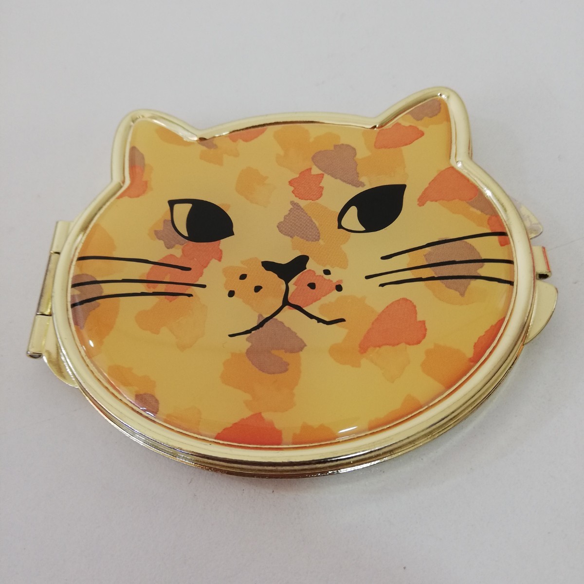 FLOWERING flower ring compact mirror cat type both sides mirror hand-mirror 8cm [ cat .. goods ]