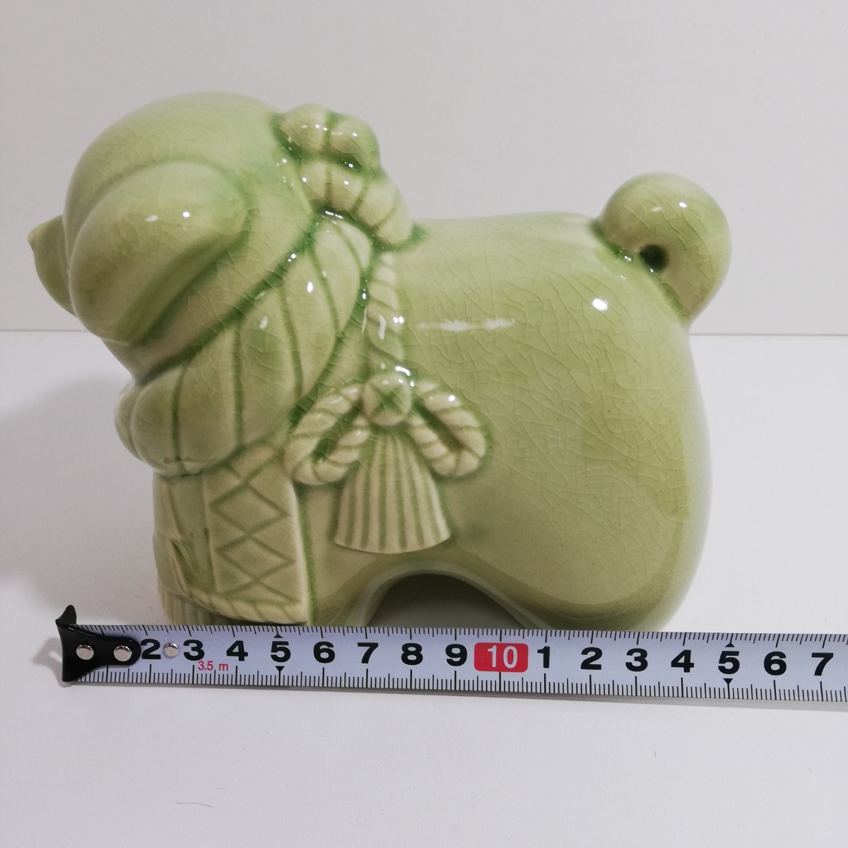 青磁 干支 戌 陶器 人形 置物 15cm [日本人形 陶人形 日本美術 縁起物 和雑貨 和風置物 土佐犬 犬 貫入 ]_画像10