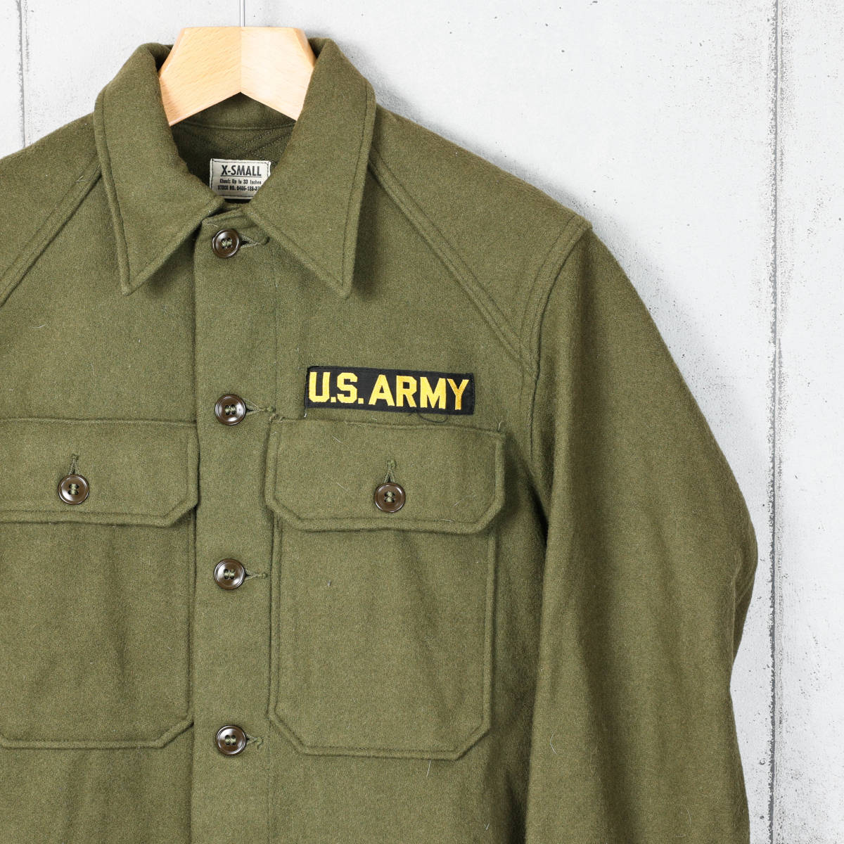 US ARMYアメリカ陸軍◆1954年製 ウールシャツ◆オリーブ◆サイズXS_画像3