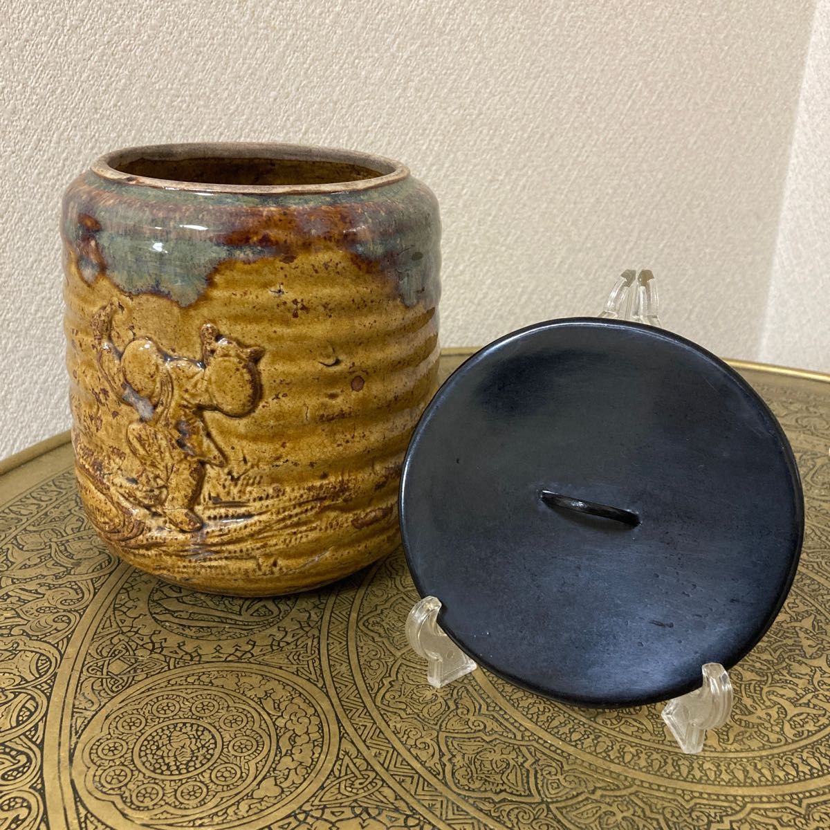 時代水指　唐子　茶道具　骨董品　〈検 高取焼　朝鮮唐津　古備前　黄瀬戸