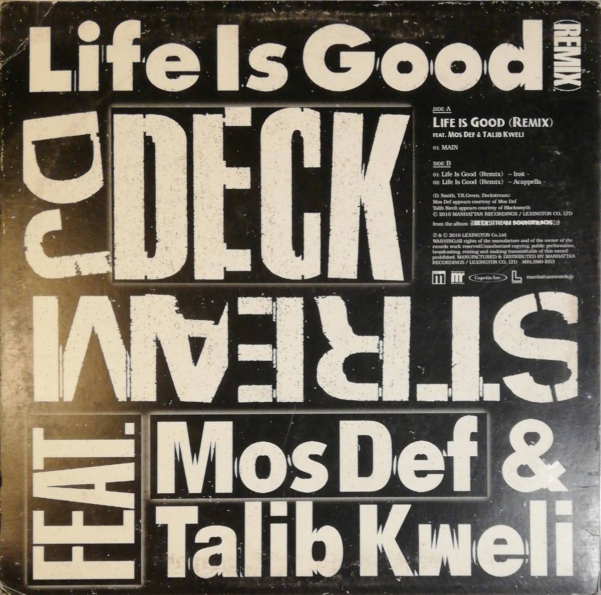 [試聴][12]JAZZY HIPHOP　Life Is Good (Remix) // DJ Deckstream[12]Mos Def Talib Kweli ヒップホップJAZZ ジャズPIANO シングル_画像2