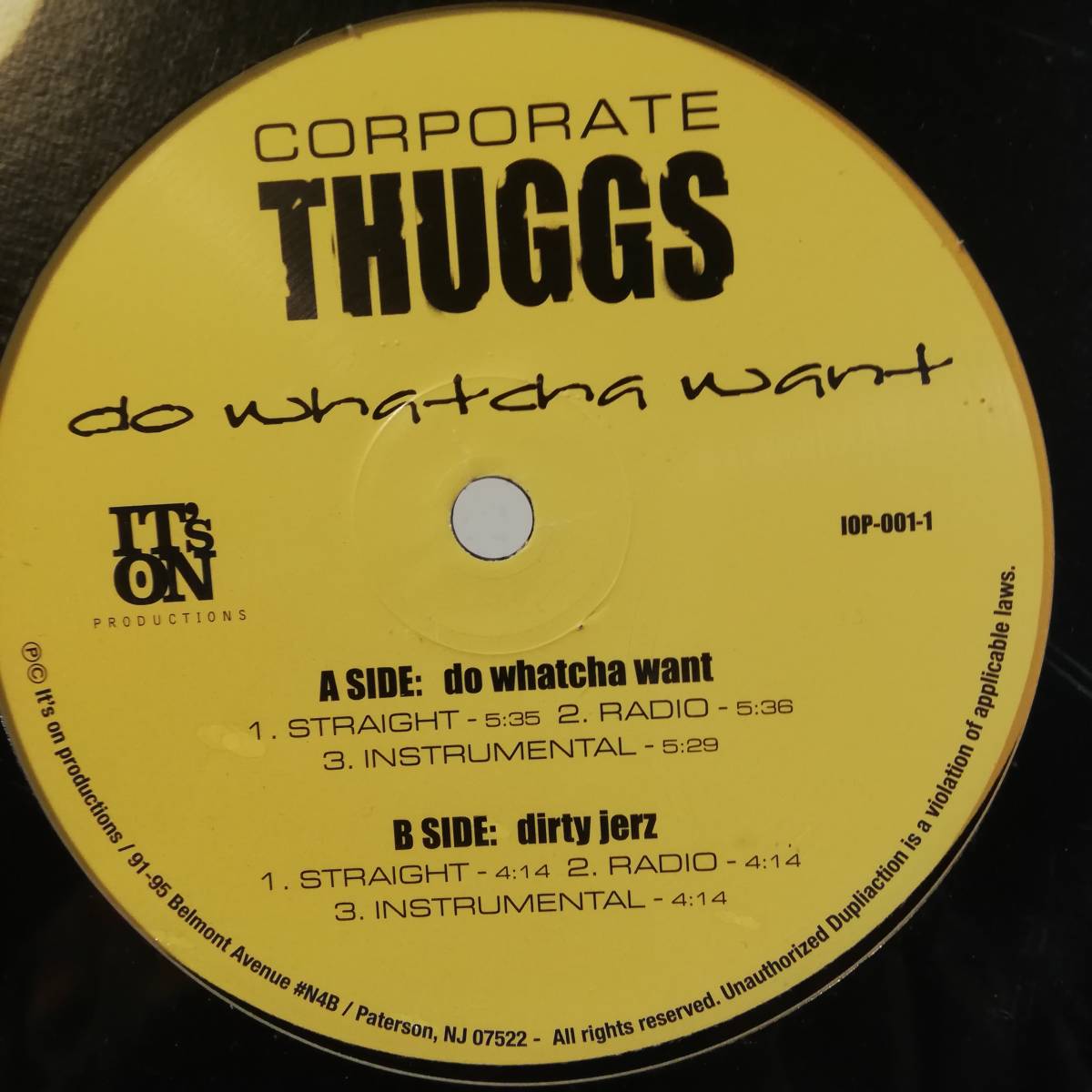 [12]デッドストックHIPHOP　Do Whatcha Want / Dirty Jerz // Corporate Thuggs [12]US盤 シュリンク未開封　RAP ヒップホップ　シングル_画像1