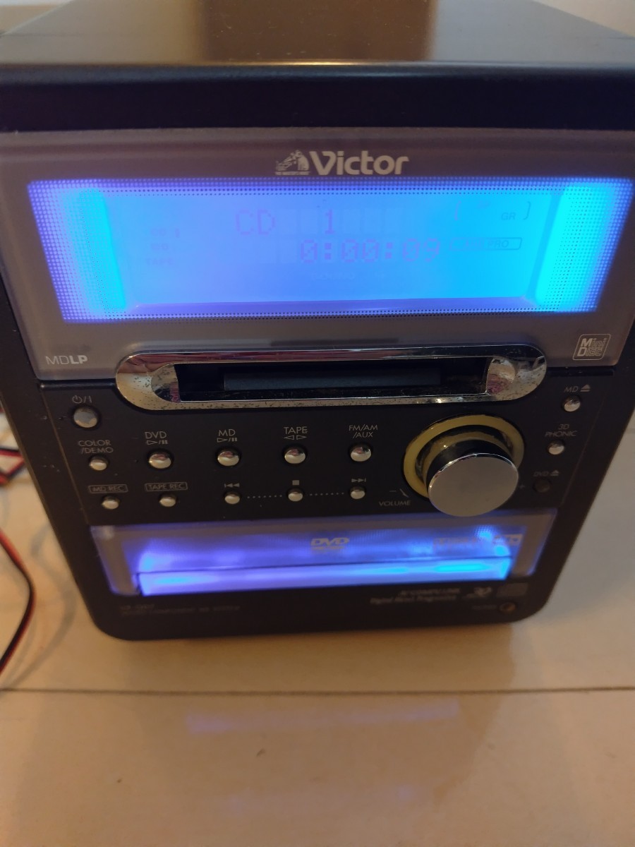 VICTOR ビクター マイクロコンポーネント カセット/CD/DVD/MD システム UX-QD7 リモコン付き ジャンク_画像10