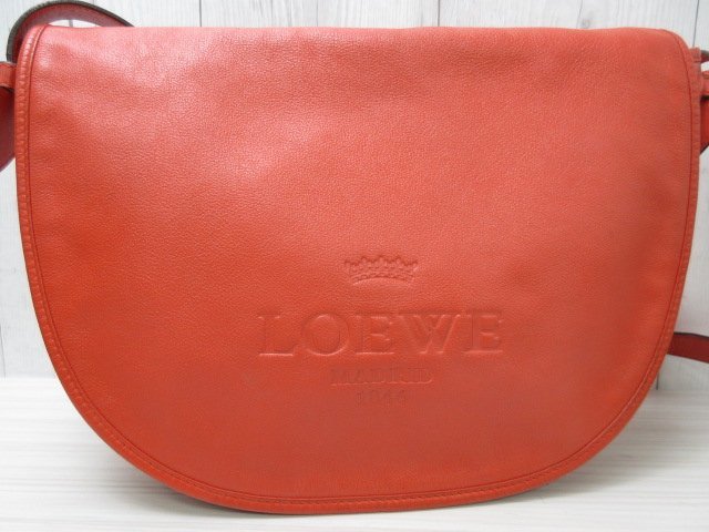 極美品 LOEWE ロエベ ヘリテージ ショルダーバッグ バッグ レザー オレンジ系 64721_画像9