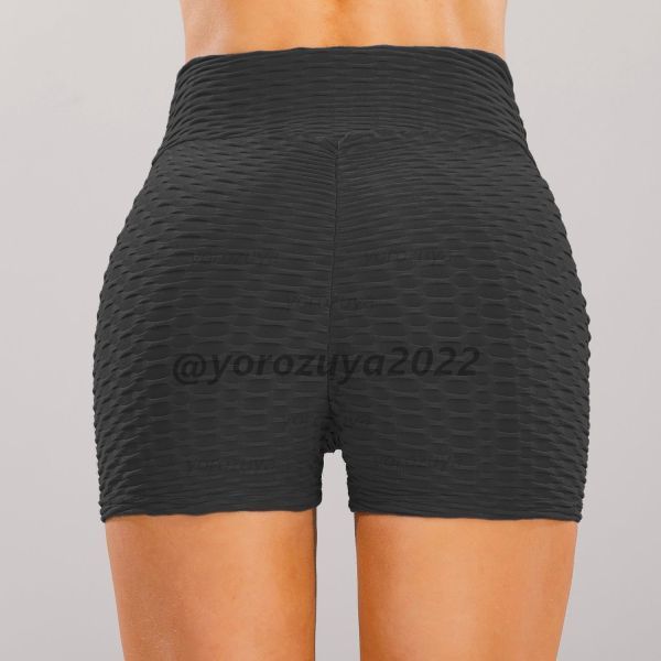 88-6-11 yoga short pants high waist hip-up [ black,L size ] lady's pants sport yoga wear fitness.1