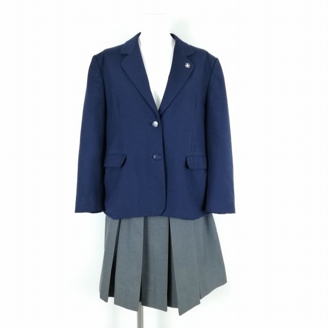 1円 ブレザー スカート 上下2点セット BM 大きいサイズ 特大 トンボ 冬物 女子 学生服 中学 高校 紺 制服 中古 ランクC NA0607_画像1