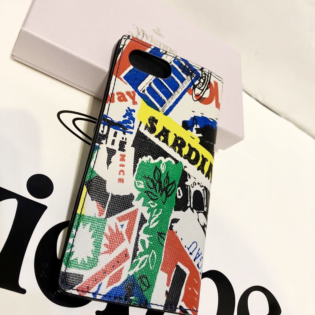 送料込●新品●箱付 価14300円 Vivienne Westwood スマホケース ワールドトラベルJ iPhone7 8 SE2 3同等サイズ対応 手帳型 ヴィヴアン_画像1