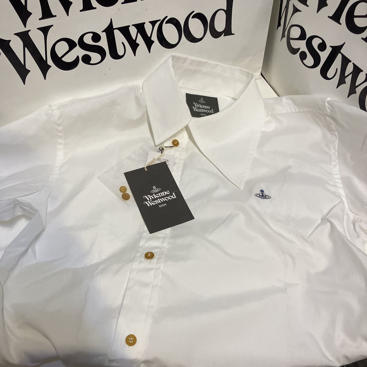 送料込●新品● Vivienne Westwood 長袖変形シャツ 48(XL相当) 白 コットン100% 日本製 ヴィヴィアンウエストウッド ビビアン