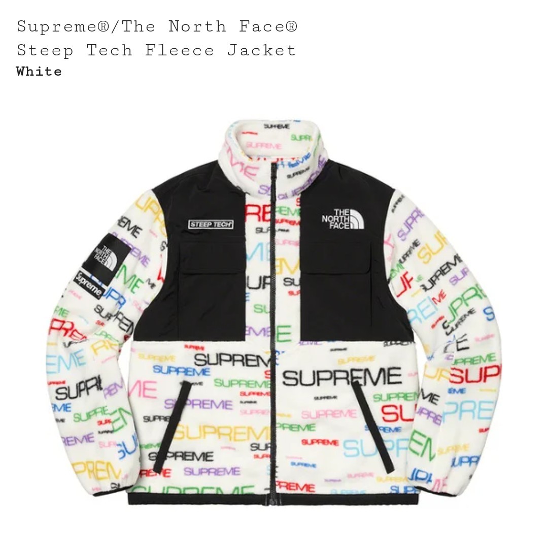 Supreme The North Face Steep Tech Fleece Jacket white Large