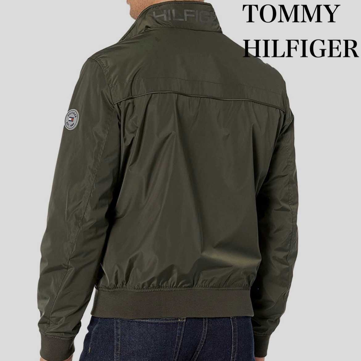 トミー ヒルフィガー  袖ロゴ フラッグ ジャンパー フルジップ ナイロン ジャケット 上着 パーカー 新品 正規品 カーキ ブランド XL