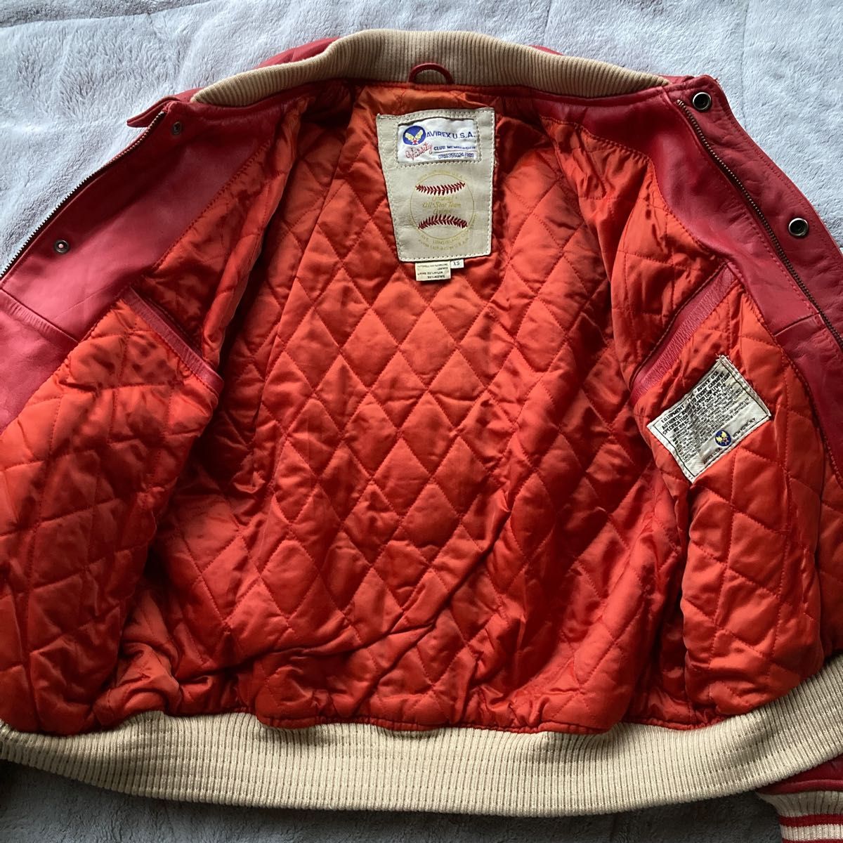 超希少 AVIREX レザージャケット VIRGINIA CHAMPS 赤革 超希少 AVIREX レザージャケット VIRGINIA CHAMPS 赤革