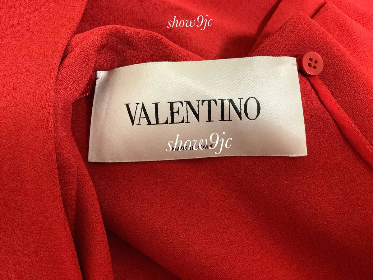 最終 【 VALENTINO 】ヴァレンティノ タイ付き・赤ロングワンピース １