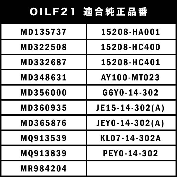 オイルフィルター オイルエレメント D22A/D27A/D32A/D38A エクリプス 4G63/4G63T 互換品番 15208-HA001 品番:OILF21 単品_画像4
