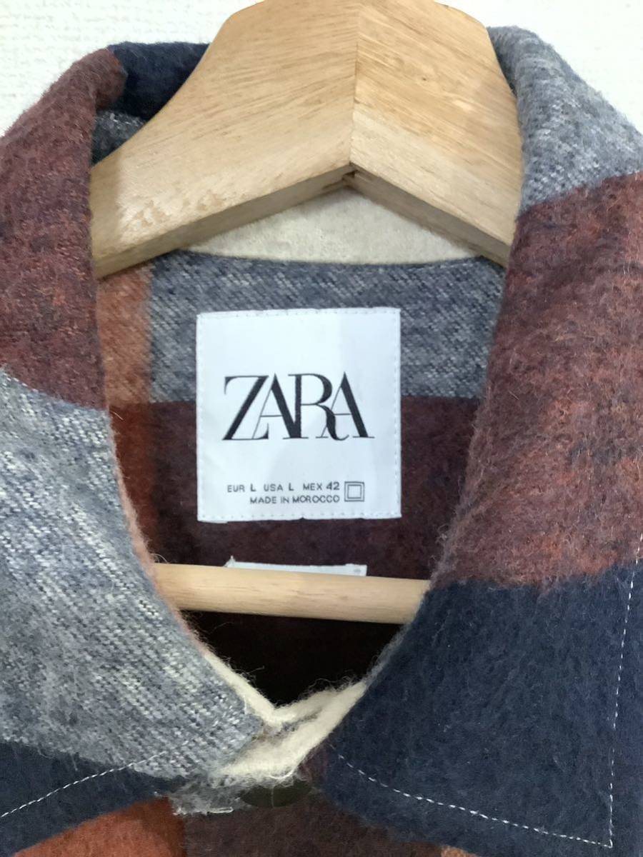 ZARA ザラ　ブロックチェック柄　長袖シャツ　ネルシャツ　セレクト　メンズ　ストリート　古着　リラックスフィット_画像3